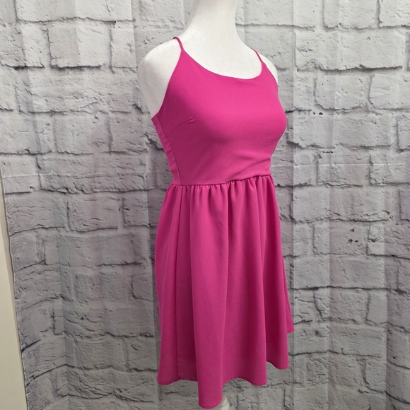 Everly Hot Pink Mini Dress With Strapy Back Size Small - Picture 5 of 13